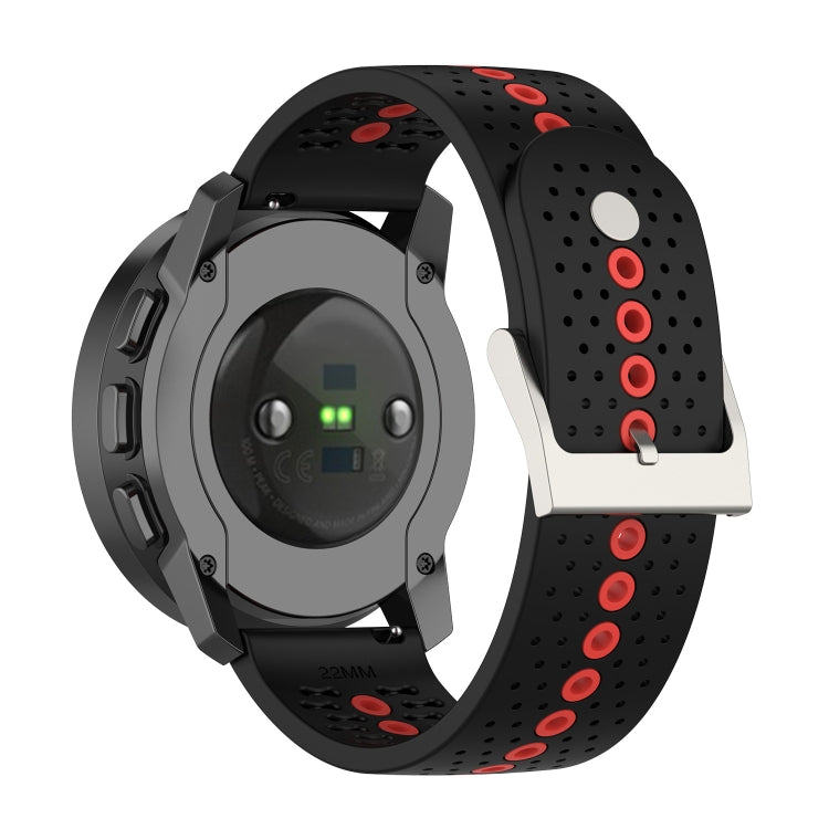 For Suunto 9 Peak Universal Colorful Hole Silicone Watch Band(Black Orange) - by buy2fix | Online Shopping UK | buy2fix