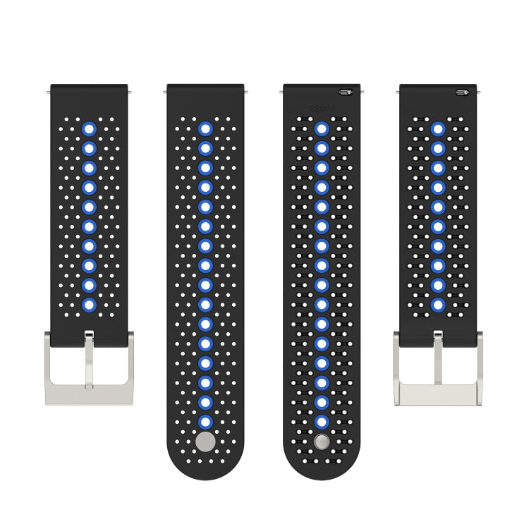 For Suunto 9 Peak Universal Colorful Hole Silicone Watch Band(Black Blue) - by buy2fix | Online Shopping UK | buy2fix