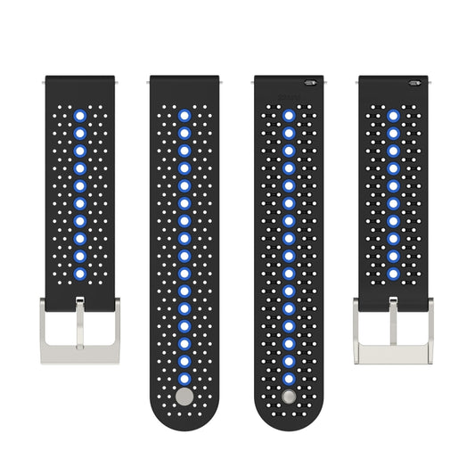 For Suunto 9 Peak Universal Colorful Hole Silicone Watch Band(Black Blue) by buy2fix