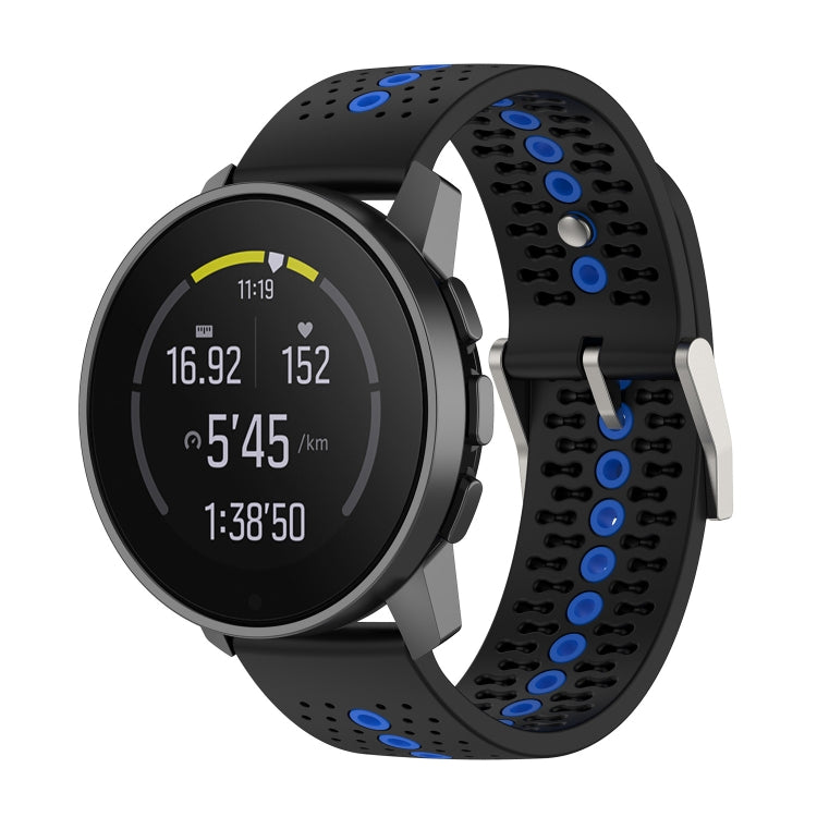 For Suunto 9 Peak Universal Colorful Hole Silicone Watch Band(Black Blue) - by buy2fix | Online Shopping UK | buy2fix