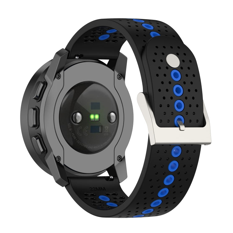 For Suunto 9 Peak Universal Colorful Hole Silicone Watch Band(Black Blue) - by buy2fix | Online Shopping UK | buy2fix