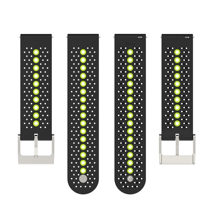 For Suunto 9 Peak Universal Colorful Hole Silicone Watch Band(Black Lime Green) - by buy2fix | Online Shopping UK | buy2fix