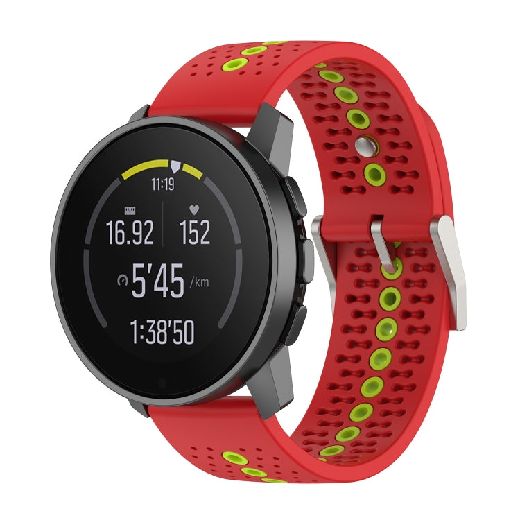For Suunto 9 Peak Universal Colorful Hole Silicone Watch Band(Red Green) - by buy2fix | Online Shopping UK | buy2fix