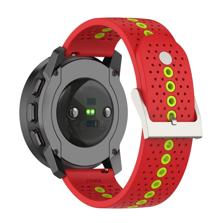 For Suunto 9 Peak Universal Colorful Hole Silicone Watch Band(Red Green) - by buy2fix | Online Shopping UK | buy2fix