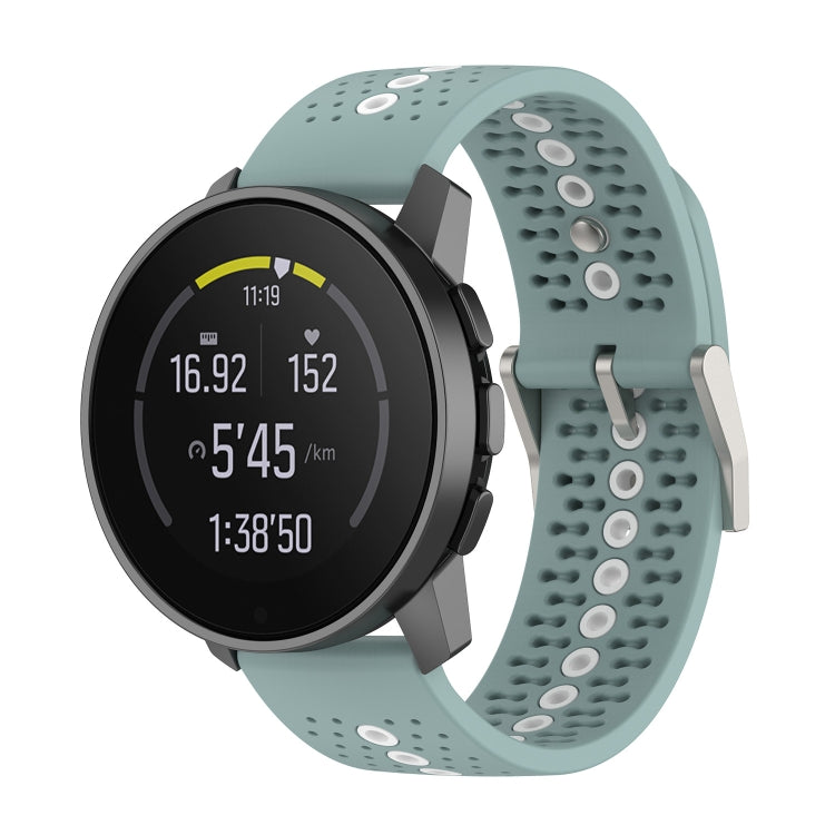 For Suunto 9 Peak Universal Colorful Hole Silicone Watch Band(Rock Cyan White) - by buy2fix | Online Shopping UK | buy2fix