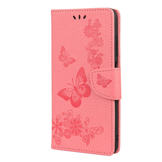 Vintage Embossed Floral Butterfly Pattern Horizontal Flip Leather Case with Card Slot & Holder & Wallet & Lanyard For Xiaomi Redmi 10(Pink) by buy2fix