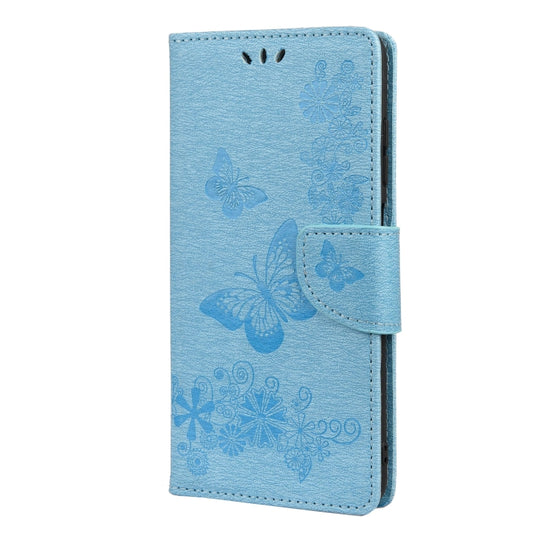 Vintage Embossed Floral Butterfly Pattern Horizontal Flip Leather Case with Card Slot & Holder & Wallet & Lanyard For Xiaomi Redmi 10(Blue) by buy2fix
