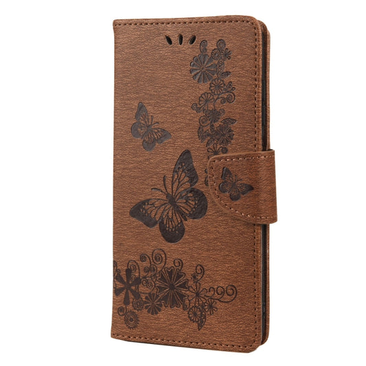 Vintage Embossed Floral Butterfly Pattern Horizontal Flip Leather Case with Card Slot & Holder & Wallet & Lanyard For Xiaomi Redmi 10(Brown) by buy2fix
