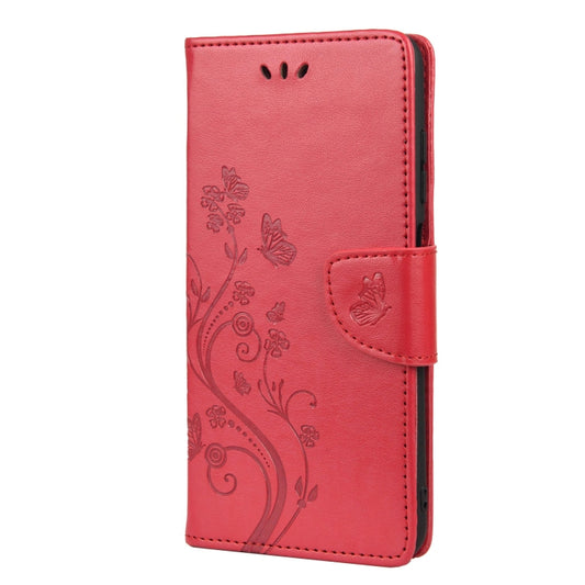 Butterfly Flower Pattern Horizontal Flip Leather Case with Holder & Card Slots & Wallet For Xiaomi Redmi 10(Red) by buy2fix