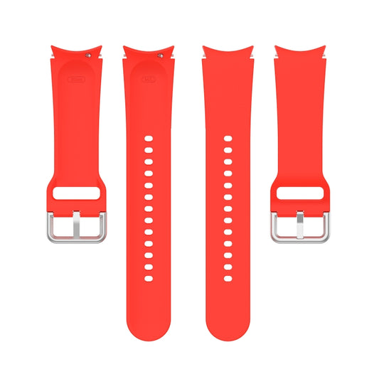 For Samung Galaxy Watch4 40mm / 44mm Silicone Silver Round Buckle Watch Band(Red) by buy2fix