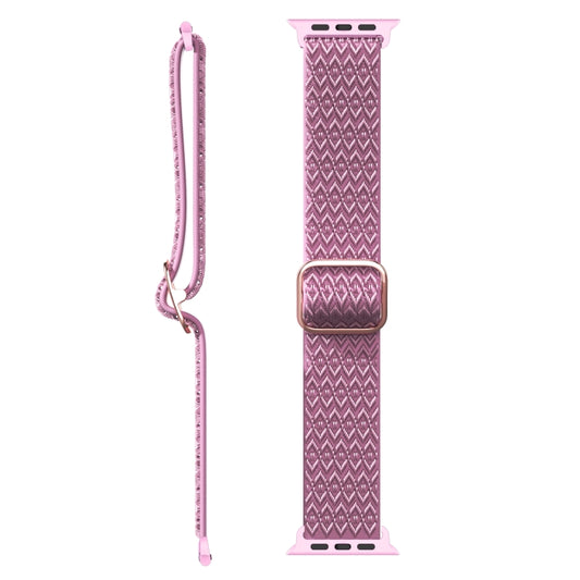 Adjustable Rhombic Texture Elastic Watch Band For Apple Watch Series 9&8&7 41mm / SE 3&SE 2&6&SE&5&4 40mm / 3&2&1 38mm(Purple) by buy2fix