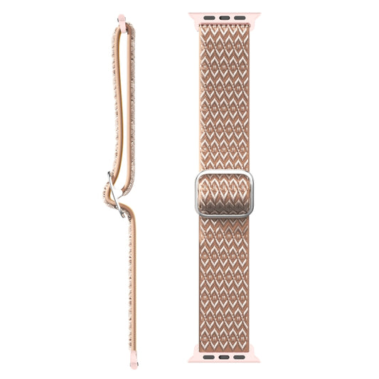 Adjustable Rhombic Texture Elastic Watch Band For Apple Watch Ultra 49mm&Watch Ultra 2 49mm / Series 9&8&7 45mm / SE 3&SE 2&6&SE&5&4 44mm / 3&2&1 42mm(Pink) by buy2fix