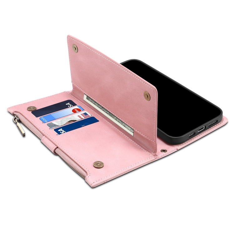 Retro Frosted Horizontal Flip Leather Case with Holder & Card Slot & Wallet & Zipper Pocket & Lanyard For iPhone 6 & 6s(Rose Gold) - More iPhone Cases by buy2fix | Online Shopping UK | buy2fix