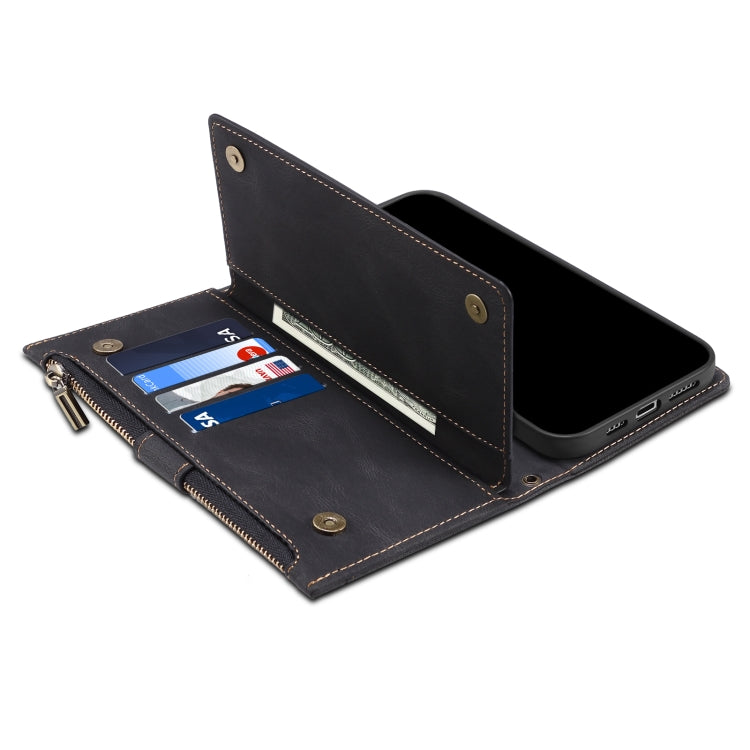 Retro Frosted Horizontal Flip Leather Case with Holder & Card Slot & Wallet & Zipper Pocket & Lanyard For iPhone 6 Plus & 6s Plus(Black) - More iPhone Cases by buy2fix | Online Shopping UK | buy2fix