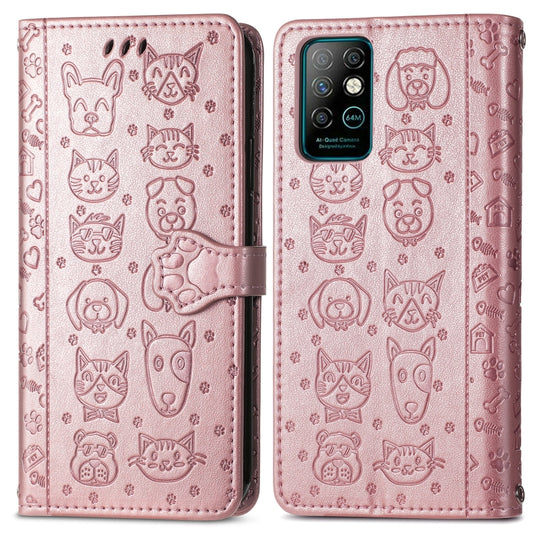 For Infinix Note 8 Lovely Cat and Dog Embossing Pattern Horizontal Flip Leather Case , with Holder & Card Slots & Wallet & Cartoon Clasp & Lanyard(Rose Gold) by buy2fix