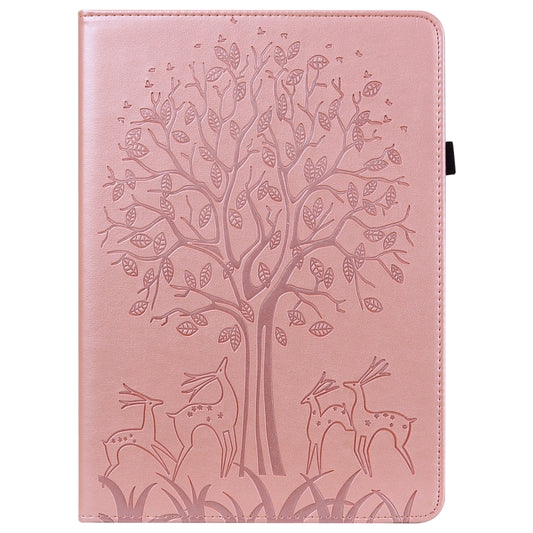 Tree & Deer Pattern Pressed Printing Horizontal Flip PU Leather Case with Holder & Card Slots & Sleep / Wake-up Function For iPad 9.7 2018/2017/Air 2/Air(Pink) - iPad 9.7 (2018) & (2017) Cases by buy2fix | Online Shopping UK | buy2fix