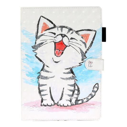 For iPad 10.2 3D Embossing Pattern Horizontal Flip Leather Case with Holder & Card Slots & Wallet(Cat) by buy2fix