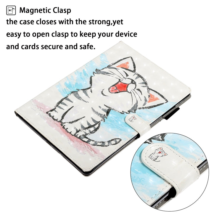 For iPad 10.2 3D Embossing Pattern Horizontal Flip Leather Case with Holder & Card Slots & Wallet(Cat) by buy2fix