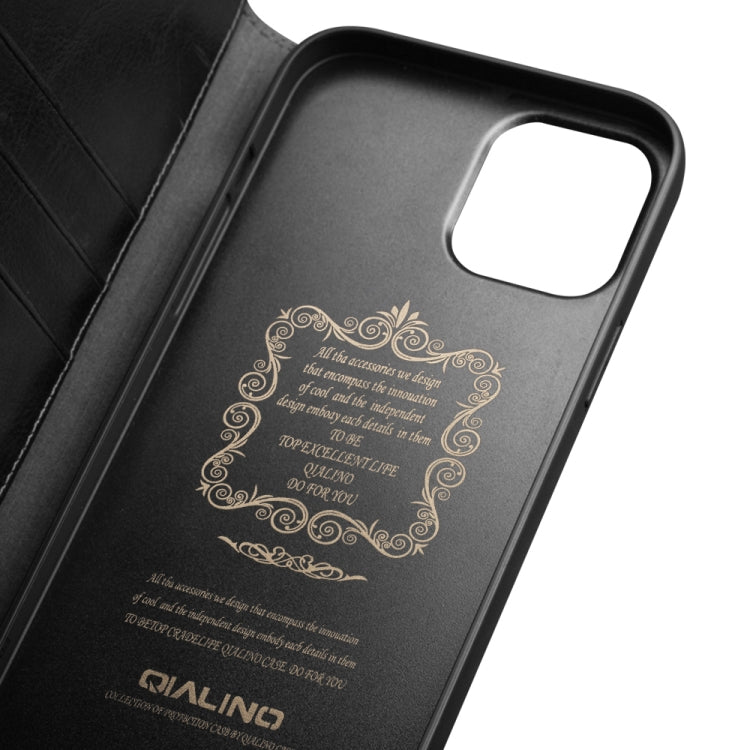 For iPhone 13 mini QIALINO Horizontal Flip Leather Case with Holder & Card Slots & Wallet (Black) by QIALINO