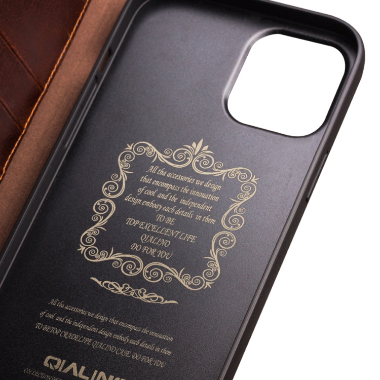 For iPhone 13 mini QIALINO Horizontal Flip Leather Case with Holder & Card Slots & Wallet (Brown) by QIALINO