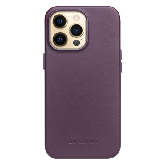 For iPhone 13 Pro QIALINO Nappa Cowhide MagSafe Magnetic Protective Case (Purple Crystal) by QIALINO