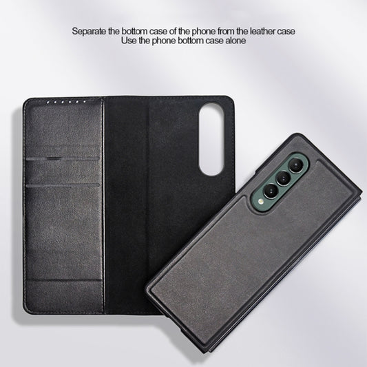 For Samsung Galaxy Z Fold3 5G Split Type Horizontal Flip Foldable Leather Case with Holder & Card Slots & Wallet(Plain Green) by buy2fix