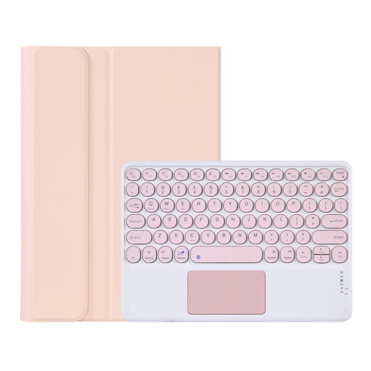 Y0N5-A TPU Tablet Case Lambskin Texture Round Keycap Bluetooth Keyboard Leather Tablet Case with Holder & Touchpad For Xiaomi Pad 5 / 5 Pro(Pink + Pink) by buy2fix