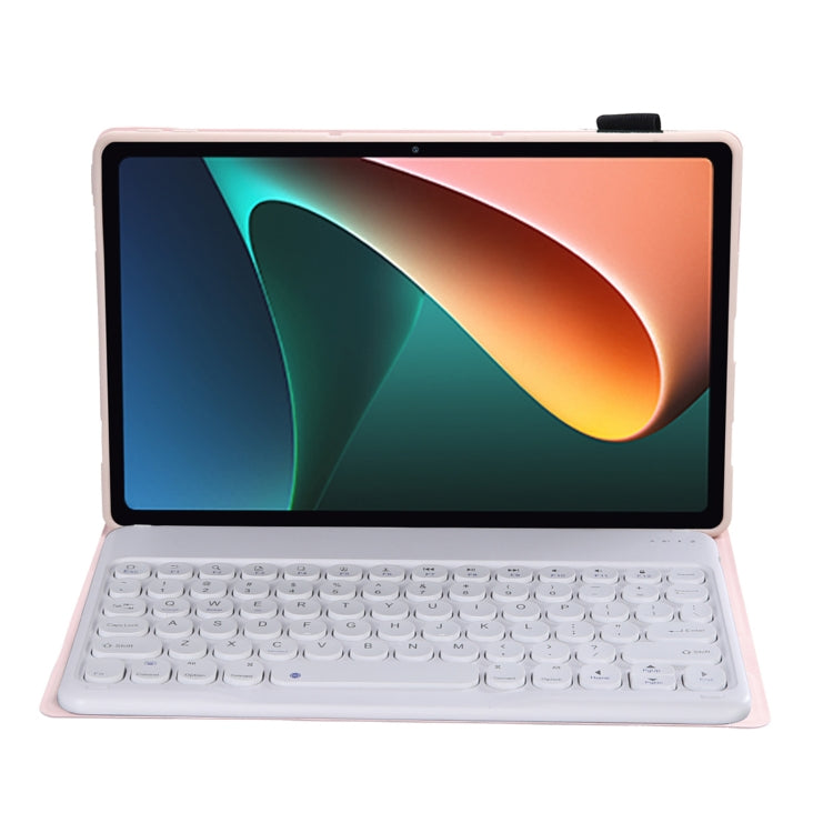 Y0N5 TPU Tablet Case Lambskin Texture Round Keycap Bluetooth Keyboard Leather Tablet Case with Holder For Xiaomi Pad 5 / 5 Pro(Pink) - Xiaomi Keyboard by buy2fix | Online Shopping UK | buy2fix