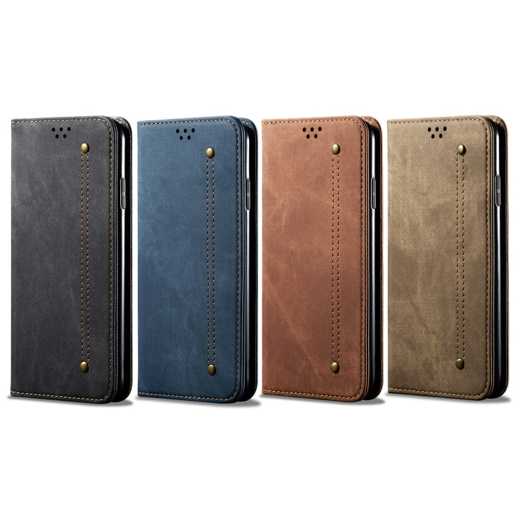 For OPPO Realme C21Y Denim Texture Casual Style Horizontal Flip Leather Case with Holder & Card Slots & Wallet(Blue) by buy2fix