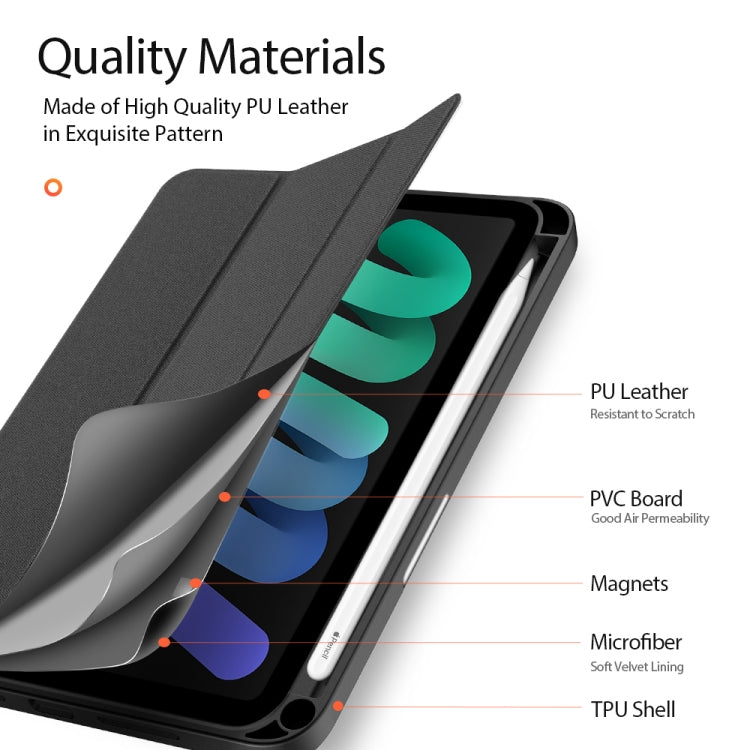For iPad mini 7 / mini 6 DUX DUCIS Domo Series Horizontal Flip Magnetic TPU + PU Leather Tablet Case with Three-folding Holder & Pen Slot(Black) - iPad mini 6 Cases by DUX DUCIS | Online Shopping UK | buy2fix