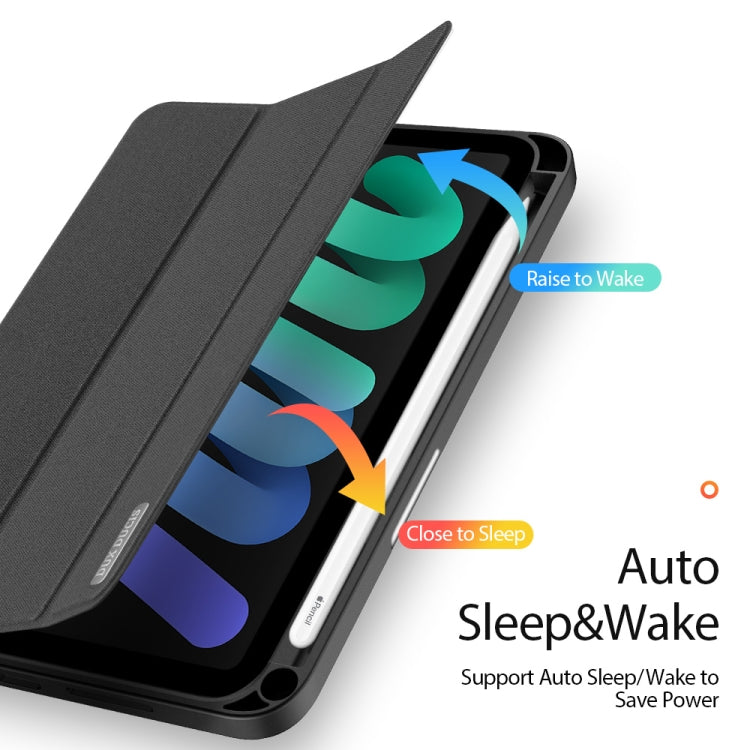 For iPad mini 7 / mini 6 DUX DUCIS Domo Series Horizontal Flip Magnetic TPU + PU Leather Tablet Case with Three-folding Holder & Pen Slot(Black) - iPad mini 6 Cases by DUX DUCIS | Online Shopping UK | buy2fix