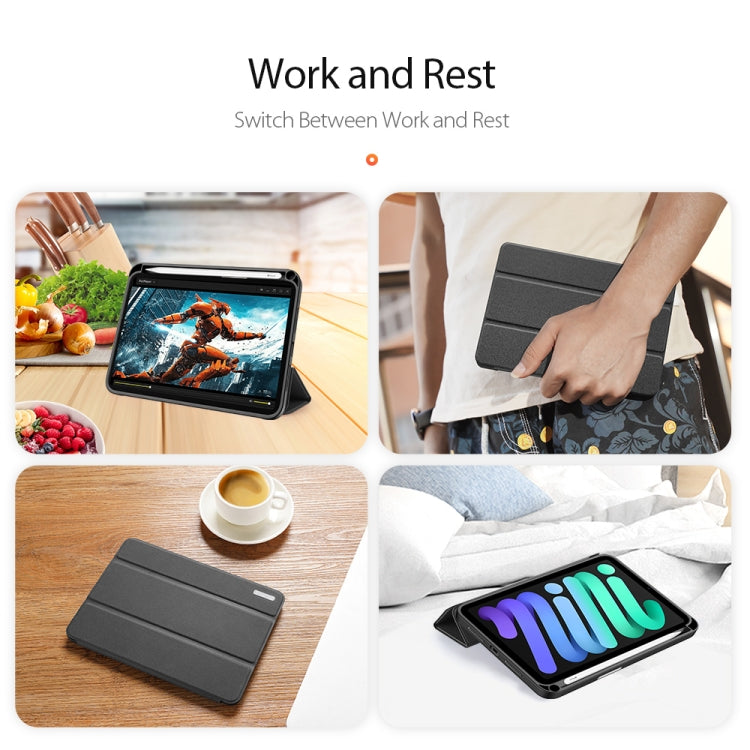 For iPad mini 7 / mini 6 DUX DUCIS Domo Series Horizontal Flip Magnetic TPU + PU Leather Tablet Case with Three-folding Holder & Pen Slot(Black) - iPad mini 6 Cases by DUX DUCIS | Online Shopping UK | buy2fix