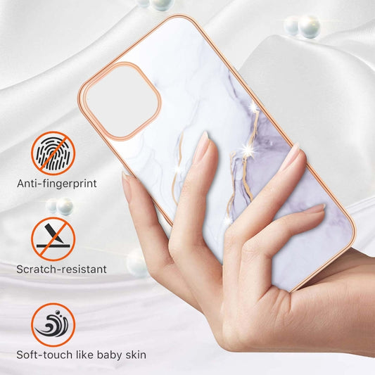 For iPhone 13 Pro Electroplating Marble Pattern Dual-side IMD TPU Shockproof Case (White 006) by buy2fix
