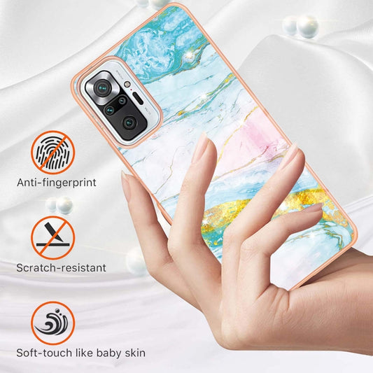 For Xiaomi Redmi Note 10 Pro / 10 Pro Max Electroplating Marble Pattern Dual-side IMD TPU Shockproof Case(Green 004) by buy2fix