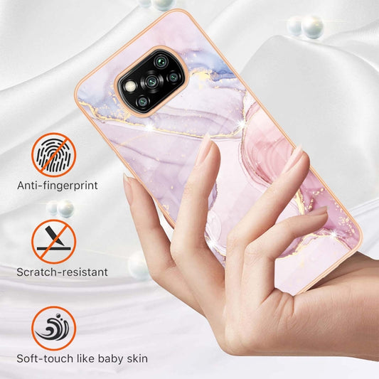 For Xiaomi Poco X3 NFC Electroplating Marble Pattern Dual-side IMD TPU Shockproof Case(Rose Gold 005) by buy2fix