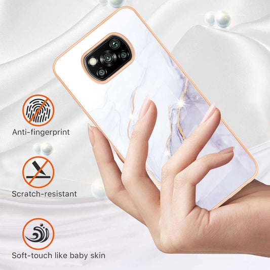 For Xiaomi Poco X3 NFC Electroplating Marble Pattern Dual-side IMD TPU Shockproof Case(White 006) by buy2fix