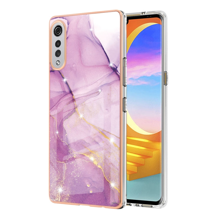 For LG Velvet 5G / 4G Electroplating Marble Pattern Dual-side IMD TPU Shockproof Case(Purple 001) - LG Cases by buy2fix | Online Shopping UK | buy2fix