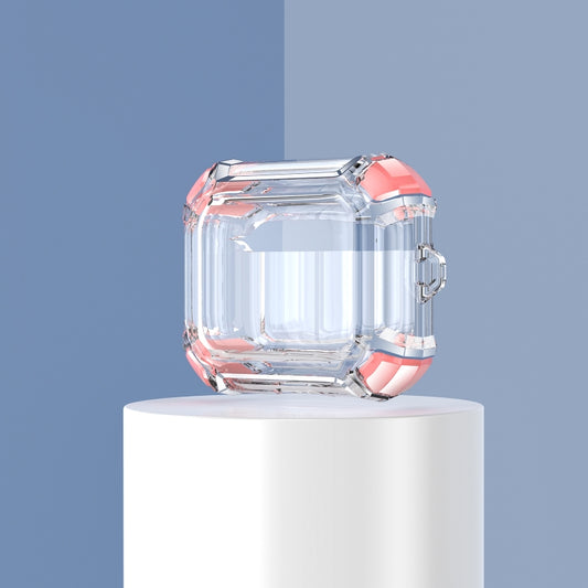Anti-drop Transparent PC Two-color Earphone Protective Case with Hanging Loop for AirPods 3(Pink) by buy2fix