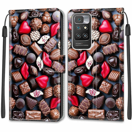 Voltage Coloured Drawing Magnetic Clasp Horizontal Flip PU Leather Case with Holder & Card Slots For Xiaomi Redmi 10(C06 Red Lip Chocolate) by buy2fix