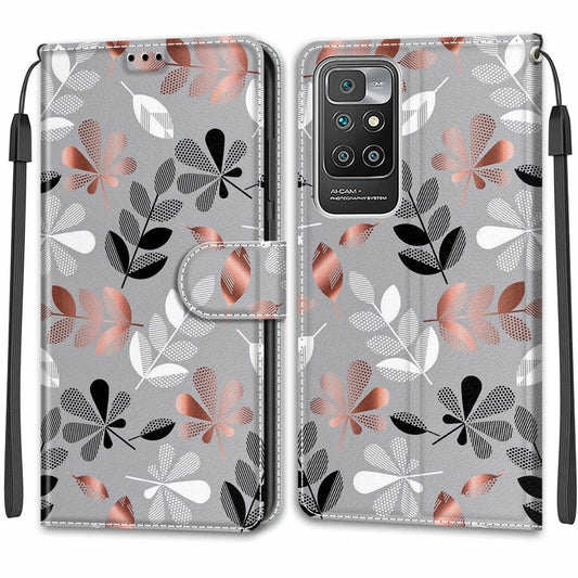 Voltage Coloured Drawing Magnetic Clasp Horizontal Flip PU Leather Case with Holder & Card Slots For Xiaomi Redmi 10(C19 Material Flower) by buy2fix