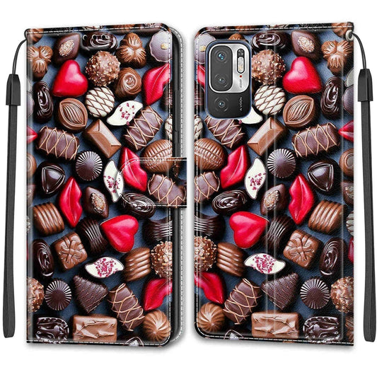 Voltage Coloured Drawing Magnetic Clasp Horizontal Flip PU Leather Case with Holder & Card Slots For Xiaomi Redmi Note 10 5G(C06 Red Lip Chocolate) by buy2fix
