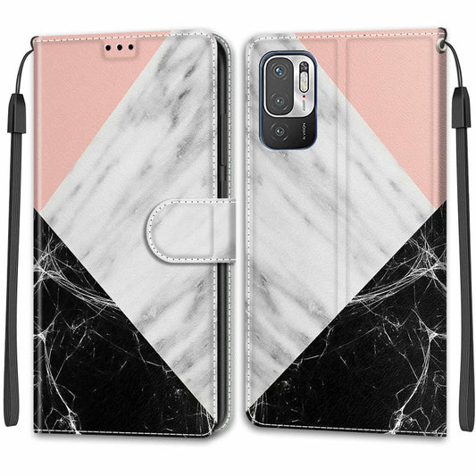 Voltage Coloured Drawing Magnetic Clasp Horizontal Flip PU Leather Case with Holder & Card Slots For Xiaomi Redmi Note 10 5G(C07 Pink White Black) by buy2fix
