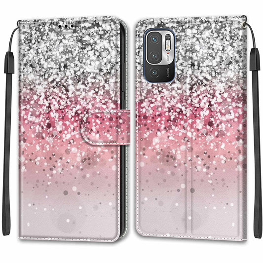 Voltage Coloured Drawing Magnetic Clasp Horizontal Flip PU Leather Case with Holder & Card Slots For Xiaomi Redmi Note 10 5G(C13 Silver Pink Glitter) by buy2fix