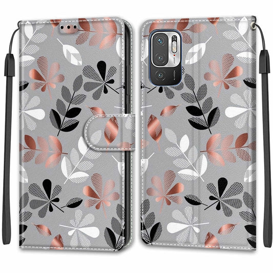 Voltage Coloured Drawing Magnetic Clasp Horizontal Flip PU Leather Case with Holder & Card Slots For Xiaomi Redmi Note 10 5G(C19 Material Flower) by buy2fix