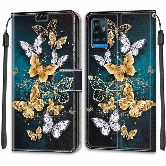Voltage Coloured Drawing Magnetic Clasp Horizontal Flip PU Leather Case with Holder & Card Slots For ZTE Blade A71(C20 Gold Silver Flying Butterflies) by buy2fix