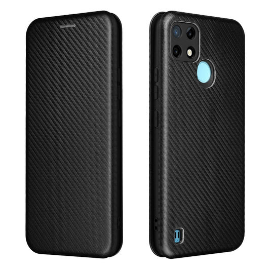 For OPPO Realme C21Y Carbon Fiber Texture Horizontal Flip TPU + PC + PU Leather Case with Card Slot(Black) by buy2fix
