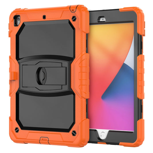 For iPad 10.2 2021 / 2020 / 2019 Shockproof Colorful Silica Gel + PC Protective Case with Holder & Shoulder Strap(Orange) - iPad 10.2 Cases by buy2fix | Online Shopping UK | buy2fix