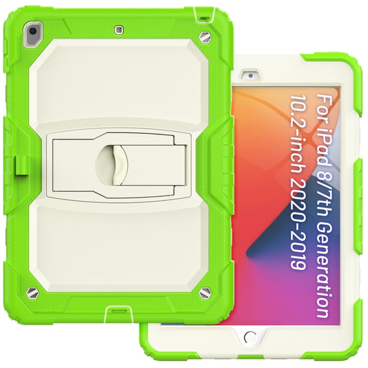 For iPad 10.2 2021 / 2020 / 2019 Shockproof Colorful Silica Gel + PC Protective Case with Holder & Shoulder Strap(Yellow Green) - iPad 10.2 Cases by buy2fix | Online Shopping UK | buy2fix
