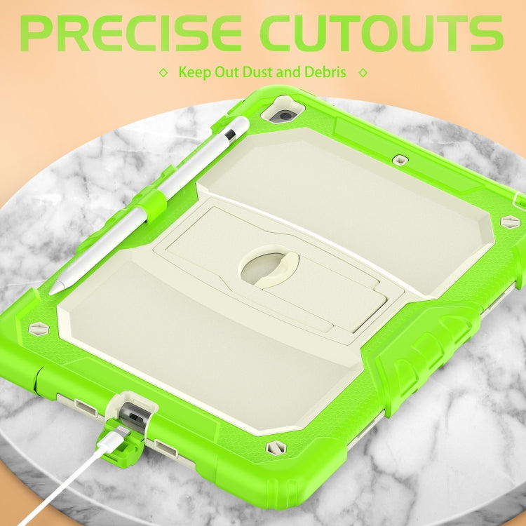 For iPad 10.2 2021 / 2020 / 2019 Shockproof Colorful Silica Gel + PC Protective Case with Holder & Shoulder Strap(Yellow Green) - iPad 10.2 Cases by buy2fix | Online Shopping UK | buy2fix