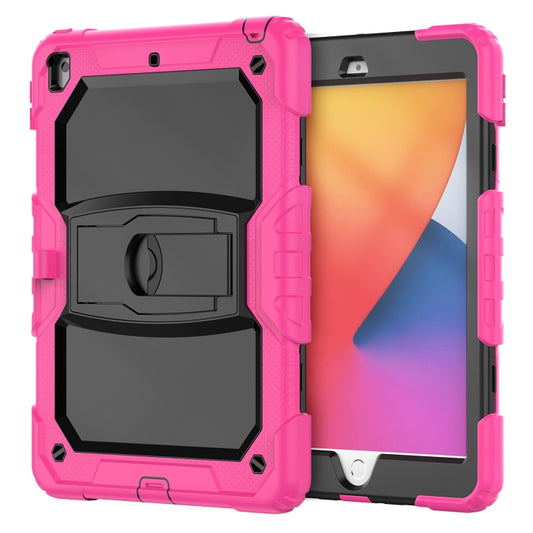 For iPad 10.2 2021 / 2020 / 2019 Shockproof Colorful Silica Gel + PC Protective Case with Holder & Shoulder Strap(Rose Red) - iPad 10.2 Cases by buy2fix | Online Shopping UK | buy2fix